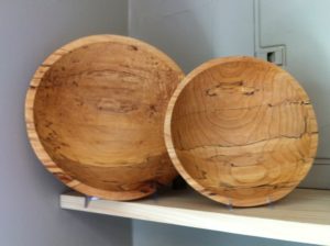 Handcrafted found wood bowls and art Spencer Peterman at Gosset Brothers Nursery, South Salem, NY